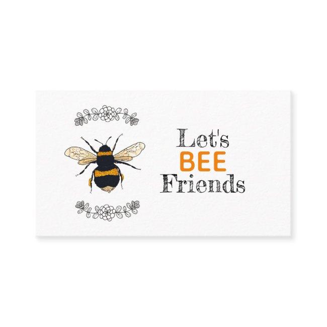 Let's Bee Friends Play Date Contact Calling Card