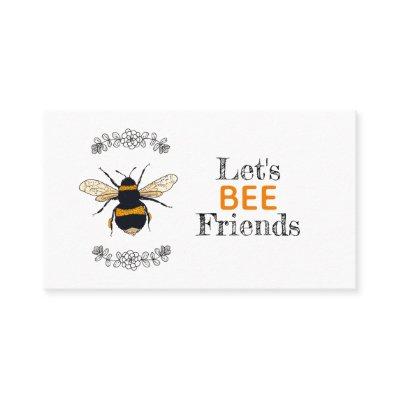 Let's Bee Friends Play Date Contact Calling Card