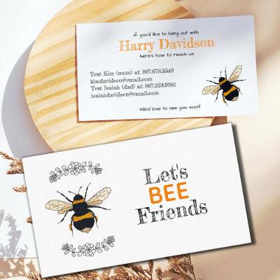 Let's Bee Friends  Play Date Kids Business  Calling Card