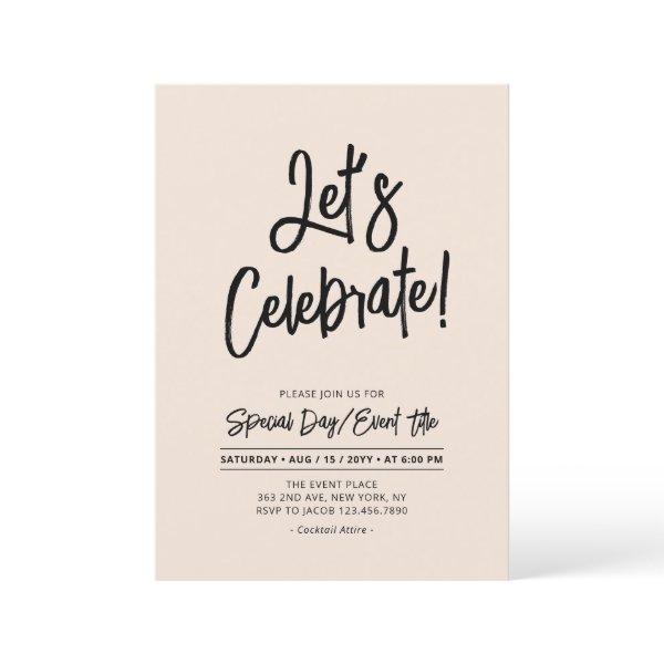 Let's Celebrate | Black Brus Script Event & Party Invitation