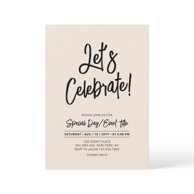Let's Celebrate | Black Brus Script Event & Party Invitation