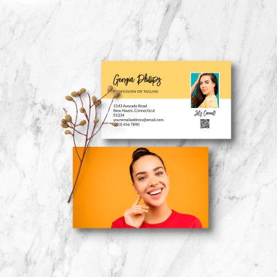 Let's Connect Soft Yellow QR Code Photo