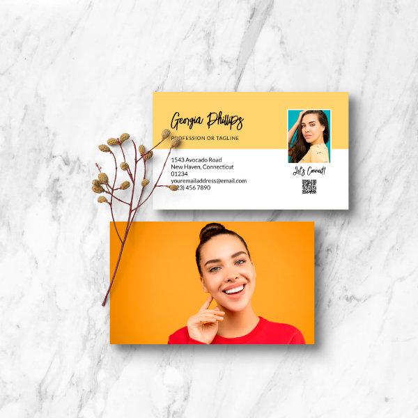 Let's Connect Soft Yellow QR Code Photo