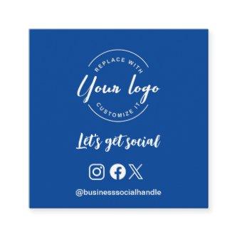 Let's get social logo icons website QR code blue Square