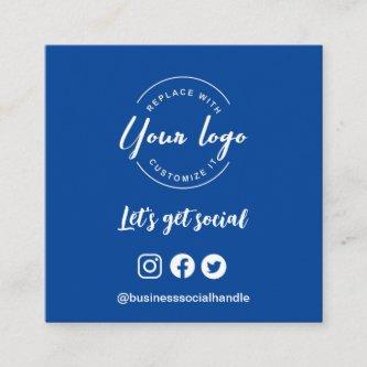 Let's get social logo icons website QR code blue Square