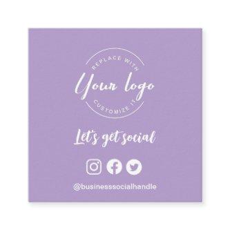 Let's get social logo icons website QR code purple Square