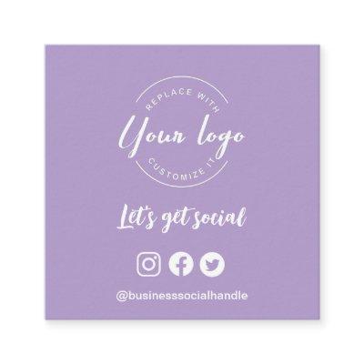 Let's get social logo icons website QR code purple Square
