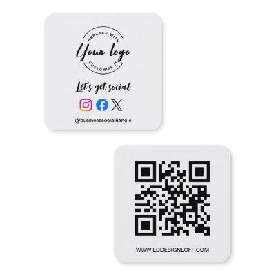 Let's Get Social Media QR code website Custom logo Square