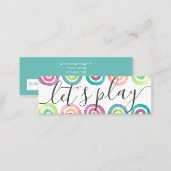 Let's Play Rainbow Playdate Parent Networking Mini Calling Card