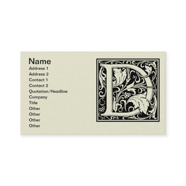 Letter D Medieval Monogram Art Nouveau