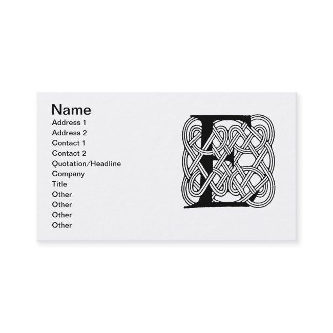 Letter E Celtic Knot Vintage Monogram