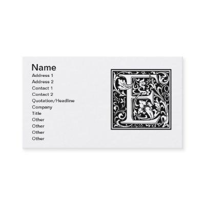 Letter E Medieval Monogram Art Nouveau