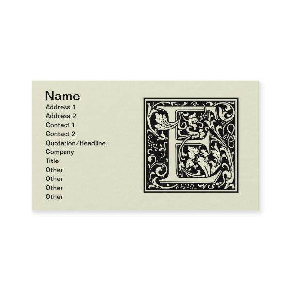 Letter E Medieval Monogram Art Nouveau