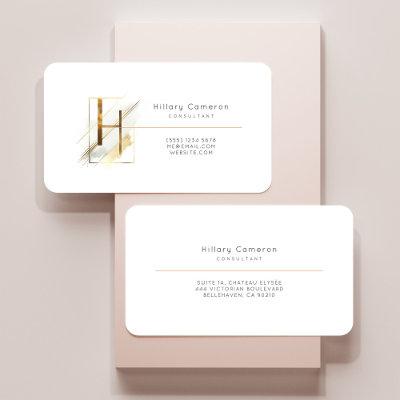 Letter H Calligraphy Gold/Black Gradient Monogram