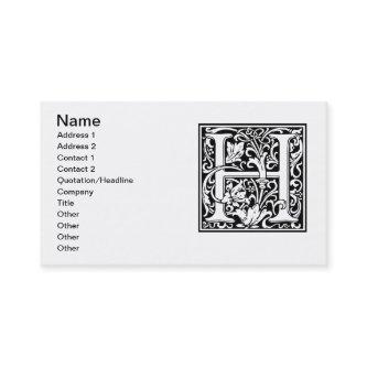 Letter H Medieval Monogram Art Nouveau