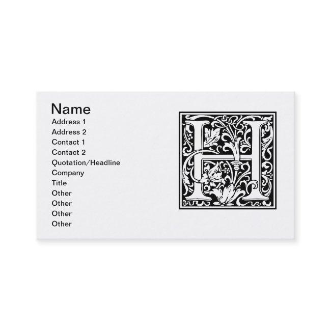 Letter H Medieval Monogram Art Nouveau