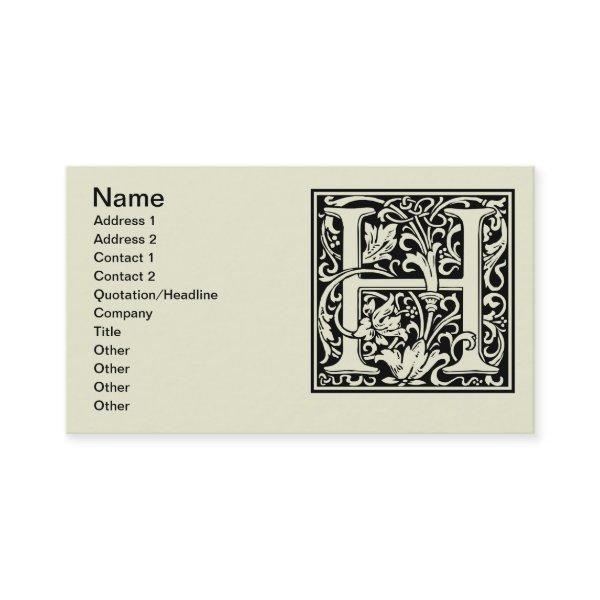 Letter H Medieval Monogram Art Nouveau
