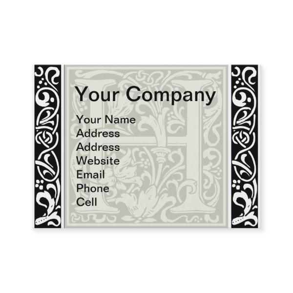 Letter H Medieval Monogram Art Nouveau
