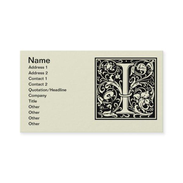Letter I Medieval Monogram Art Nouveau