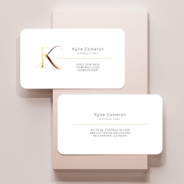 Letter K Calligraphy Gold/Black Gradient Monogram