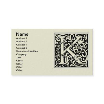 Letter K Medieval Monogram Art Nouveau
