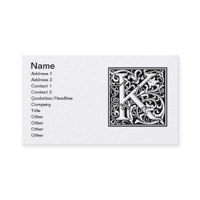 Letter K Medieval Monogram Art Nouveau