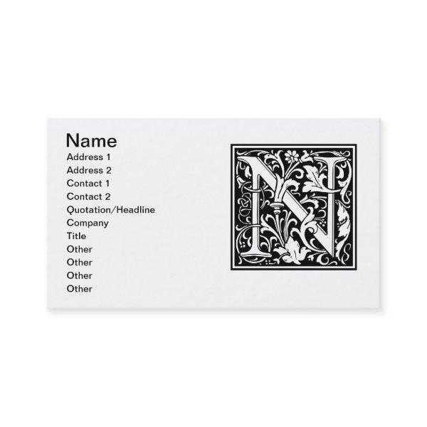 Letter N Medieval Monogram Art Nouveau
