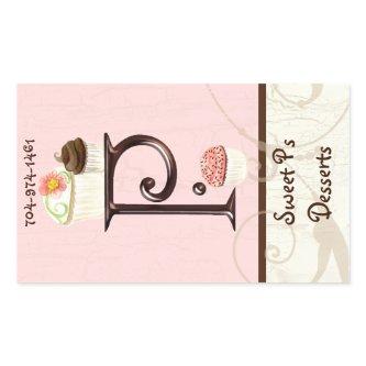 Letter P Monogram Dessert Bakery  Rectangular Sticker