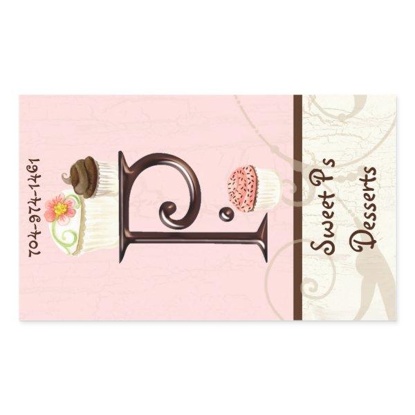 Letter P Monogram Dessert Bakery  Rectangular Sticker