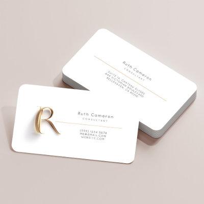 Letter R Calligraphy Gold/Black Gradient Monogram