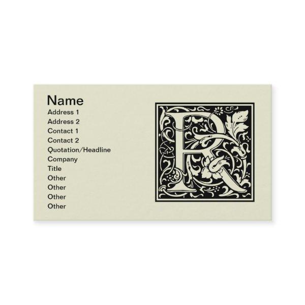 Letter R Medieval Monogram Art Nouveau