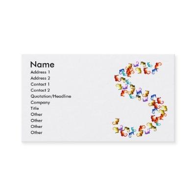 Letter S made out of colorful seahorse graphics