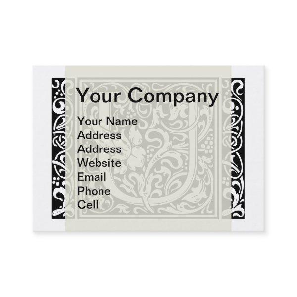 Letter U Medieval Monogram Art Nouveau