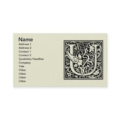 Letter U Medieval Monogram Art Nouveau