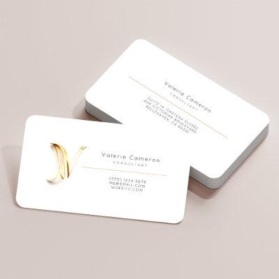 Letter V Calligraphy Gold/Black Gradient Monogram