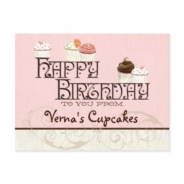 Letter V Happy Birthday Cupcake Business Postcard