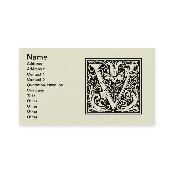 Letter V Medieval Monogram Art Nouveau