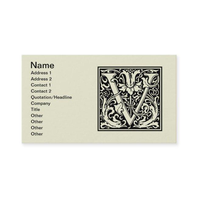 Letter V Medieval Monogram Art Nouveau