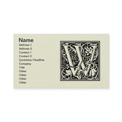 Letter W Medieval Monogram Art Nouveau