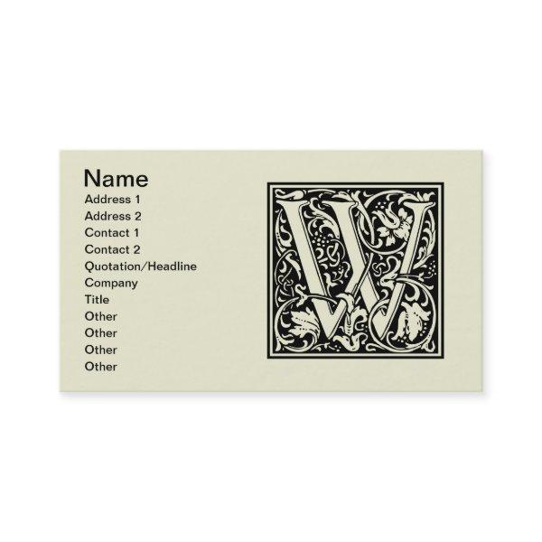 Letter W Medieval Monogram Art Nouveau