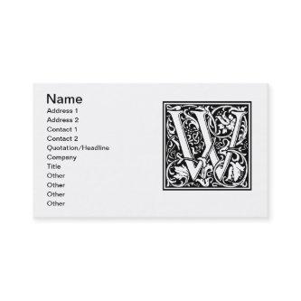 Letter W Medieval Monogram Art Nouveau