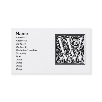 Letter W Medieval Monogram Art Nouveau