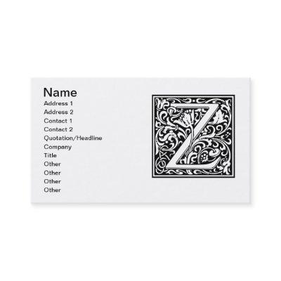 Letter Z Medieval Monogram Art Nouveau