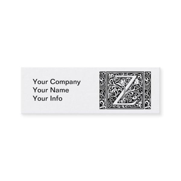 Letter Z Medieval Monogram Art Nouveau Mini