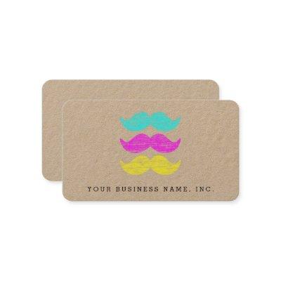 Letterpress Style CMY Mustaches Kraft