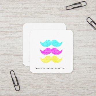 Letterpress Style CMY Mustaches Square