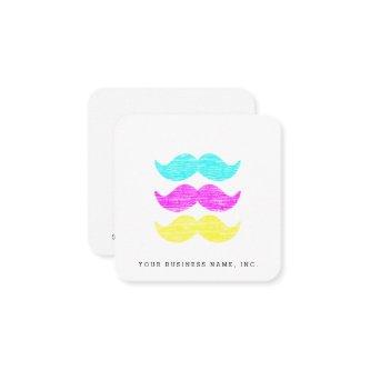 Letterpress Style CMY Mustaches Square