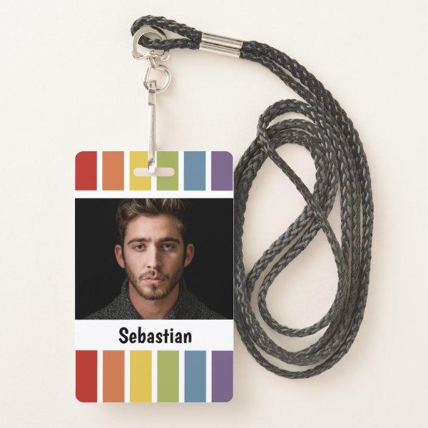 LGBT Rainbow Muted Color Personalized Badge