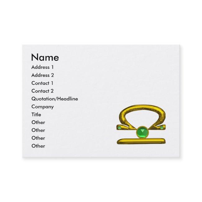 LIBRA  ZODIAC JEWEL ,Green Emerald and Gold ,White