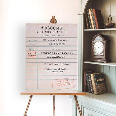 Library Card Book Theme Graduation Party Welcome Foam Board